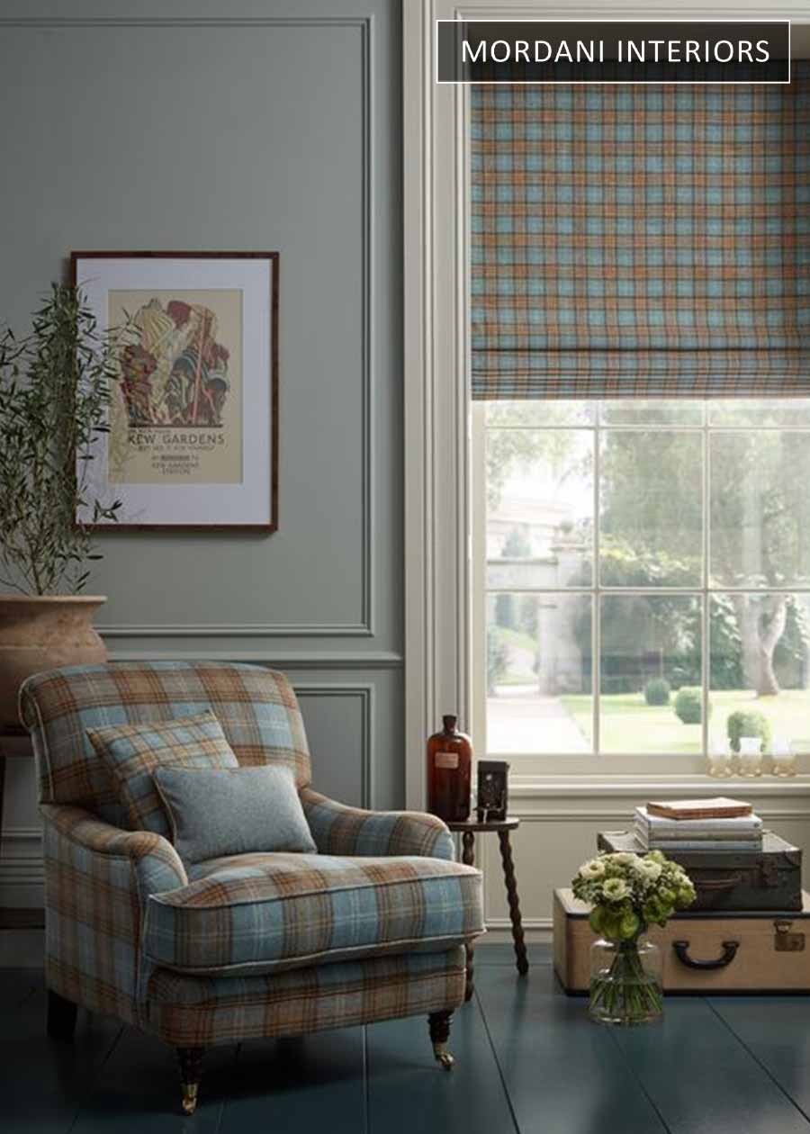 Vintage Blue Fannel Printed Upholstery 